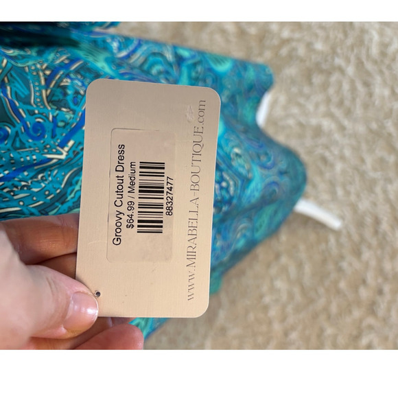 Sunday Up Women's Sz M Blue Multicolor Paisley Backless Halter Midi Dress #0325 - Picture 8 of 13